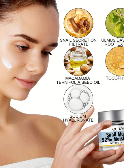KissICON 1pc Snail Mucus Cream Hyaluronic Acid Vitamin E Moisturizing