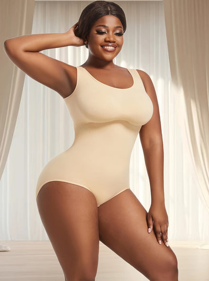 jkthpu-45 1pc Women's Plus Size Bodysuit - High Waist