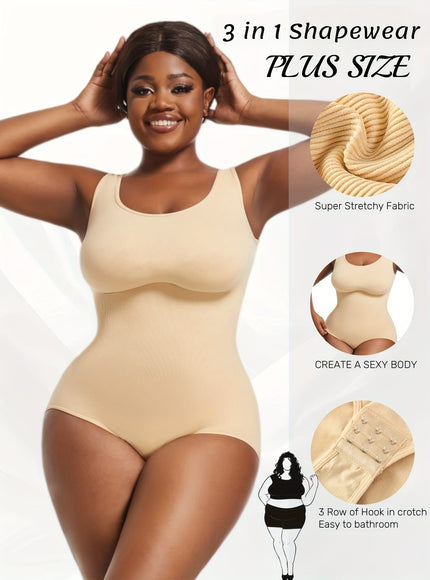 jkthpu-45 1pc Women's Plus Size Bodysuit - High Waist