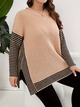 jkthpu-45 1pc Women'S Plus Size Casual Crew Neck Pullover
