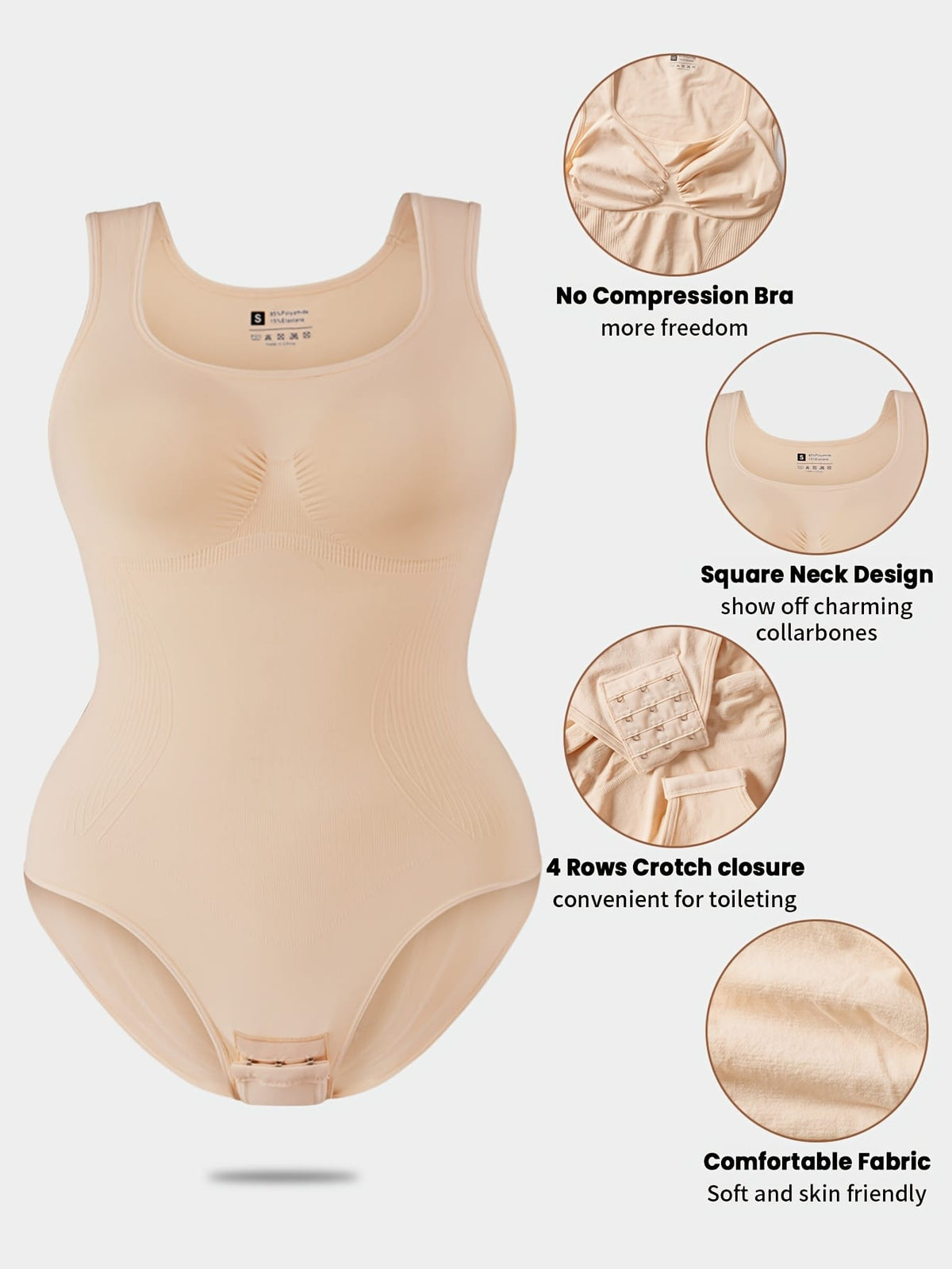 jkthpu-45 1pc Women'S Plus Size Seamless Shapewear Bodysuit, High