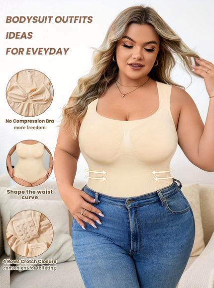 jkthpu-45 1pc Women'S Plus Size Seamless Shapewear Bodysuit, High