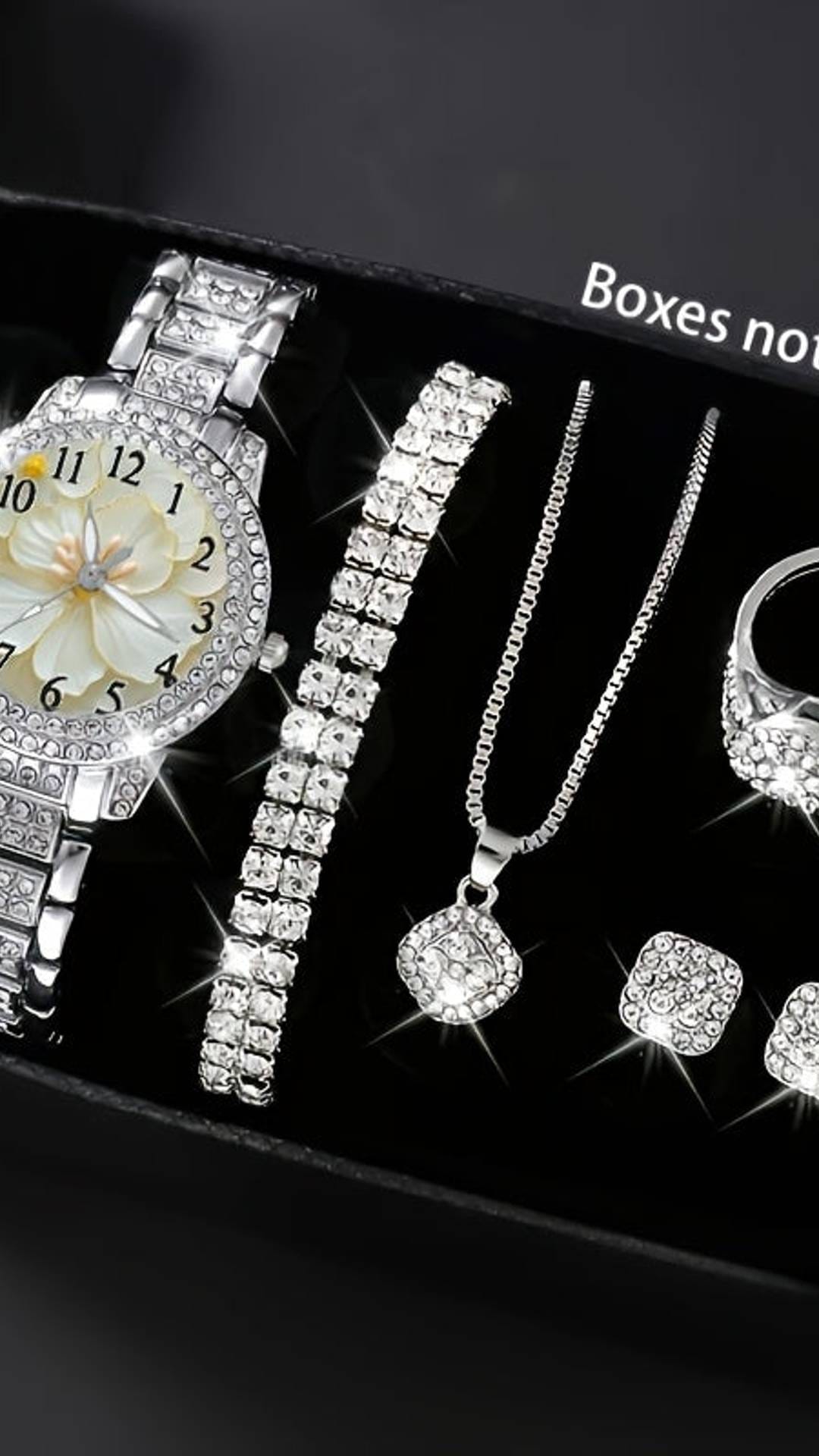 jkthpu-45 1pc Women's Watch + 6pcs Jewelry KissIcon 7pc Womens Luxury Jewelry Watch Set Parties - Chic