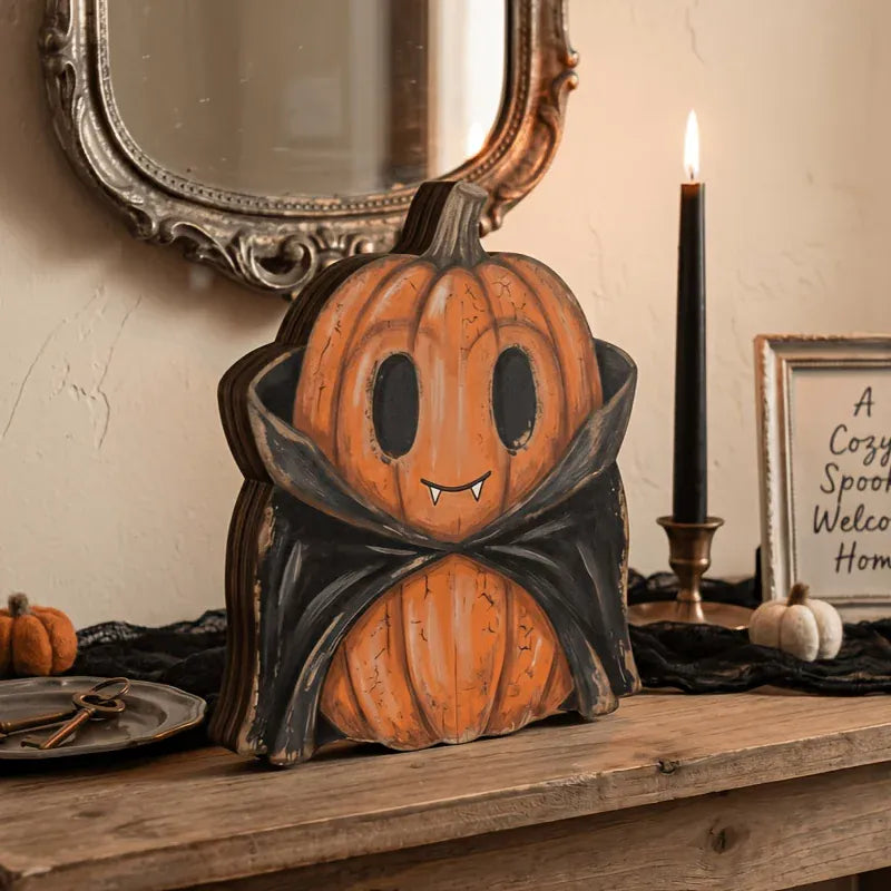 KissICON 1PCS-B Halloween Wooden Blocks: ghosts, black cats, pumpkins, skulls, witches, owls, zombies, vampires.Shelf decor for autumn indoor ﻿
