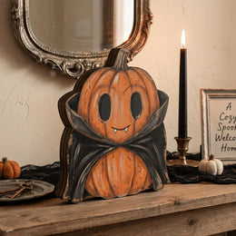 KissICON 1PCS-B Halloween Wooden Blocks: ghosts, black cats, pumpkins, skulls, witches, owls, zombies, vampires.Shelf decor for autumn indoor ﻿