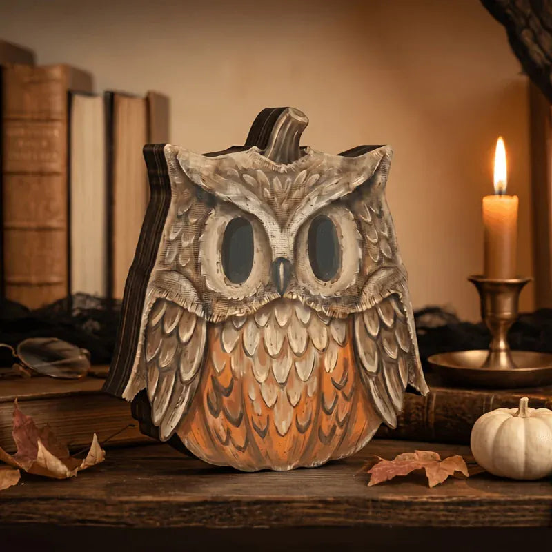 KissICON 1PCS-C Halloween Wooden Blocks: ghosts, black cats, pumpkins, skulls, witches, owls, zombies, vampires.Shelf decor for autumn indoor ﻿