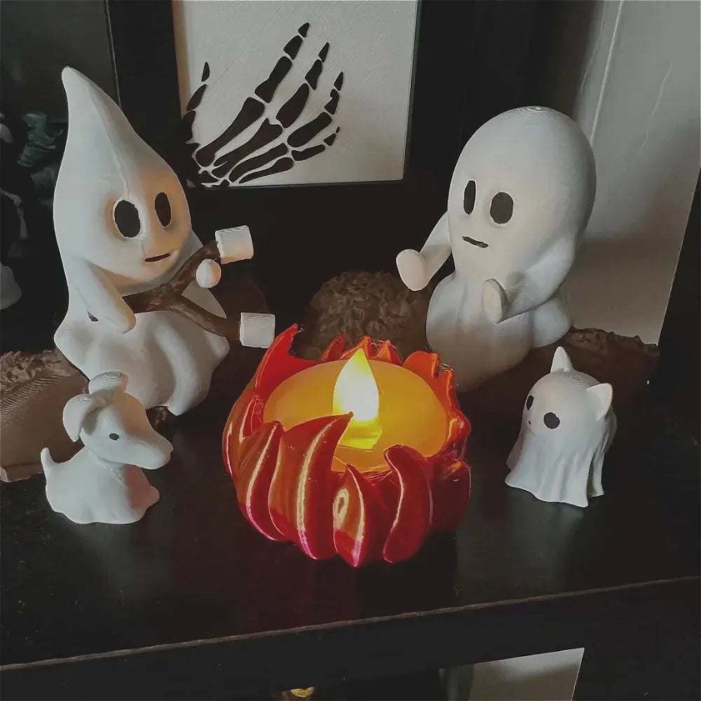 KissICON 1Set Dog and Cat 1 Set Halloween Ghost Campfire Decor Spooky Outdoor Party Haunted House Props Scary Backyard Scene Gathering Decoration Gift