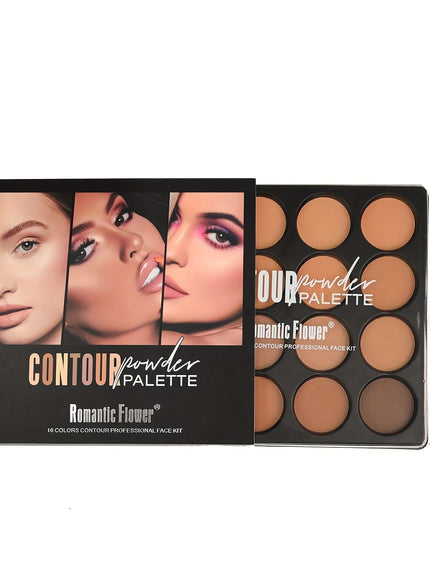 jkthpu-45 1set 💋 KissICON 16-Colour Contour & Glow Powder Palette – Light to Dark Beige