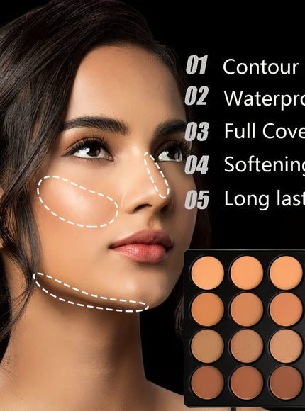 jkthpu-45 1set 💋 KissICON 16-Colour Contour & Glow Powder Palette – Light to Dark Beige