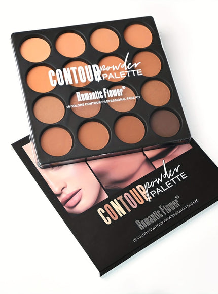 jkthpu-45 1set 💋 KissICON 16-Colour Contour & Glow Powder Palette – Light to Dark Beige