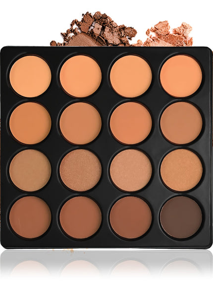 jkthpu-45 1set 💋 KissICON 16-Colour Contour & Glow Powder Palette – Light to Dark Beige