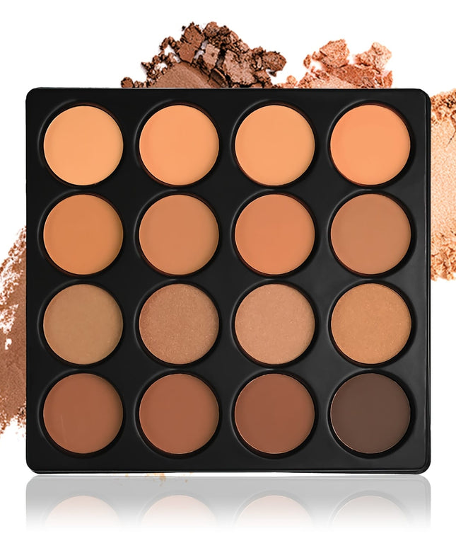 jkthpu-45 1set 💋 KissICON 16-Colour Contour & Glow Powder Palette – Light to Dark Beige