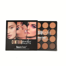 jkthpu-45 1set KissIcon 16-Shade Contour & Highlighter Powder Palette – Dark Beige