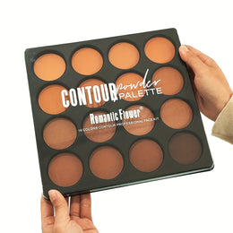 jkthpu-45 1set KissIcon 16-Shade Contour & Highlighter Powder Palette – Dark Beige