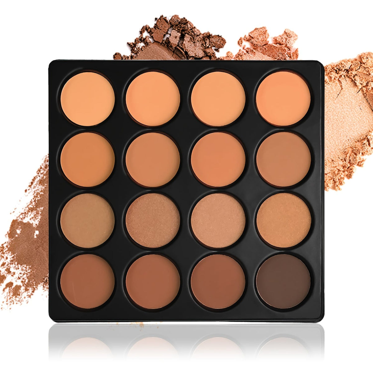 jkthpu-45 1set KissIcon 16-Shade Contour & Highlighter Powder Palette – Dark Beige