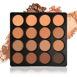jkthpu-45 1set KissIcon 16-Shade Contour & Highlighter Powder Palette – Dark Beige