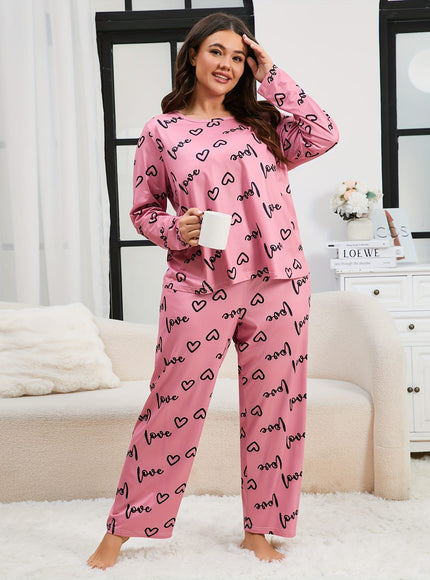 jkthpu-45 1set Women'S Plus Size Pajama Set - Long