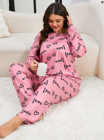 jkthpu-45 1set Women'S Plus Size Pajama Set - Long