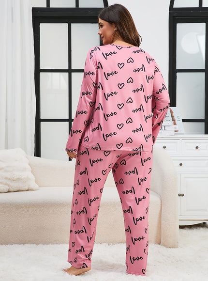 jkthpu-45 1set Women'S Plus Size Pajama Set - Long
