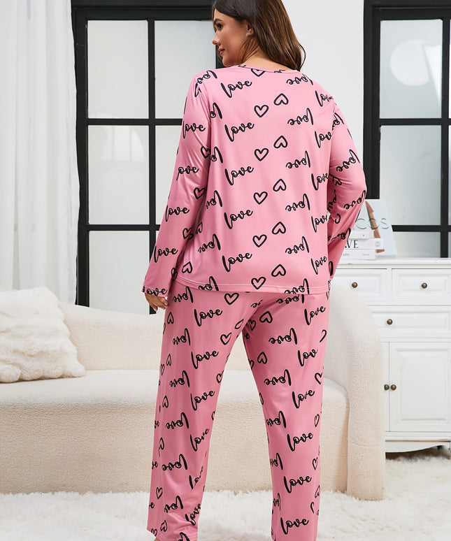 jkthpu-45 1set Women'S Plus Size Pajama Set - Long