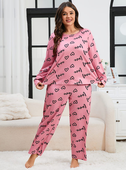jkthpu-45 1set Women'S Plus Size Pajama Set - Long
