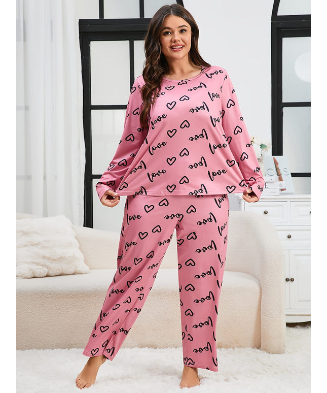 jkthpu-45 1set Women'S Plus Size Pajama Set - Long
