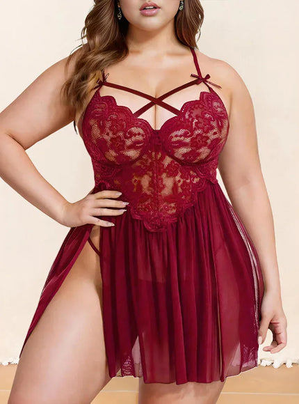 KissICON 1xl-5xl Curve Women's Lace Spliced Strappy Sleepdress
