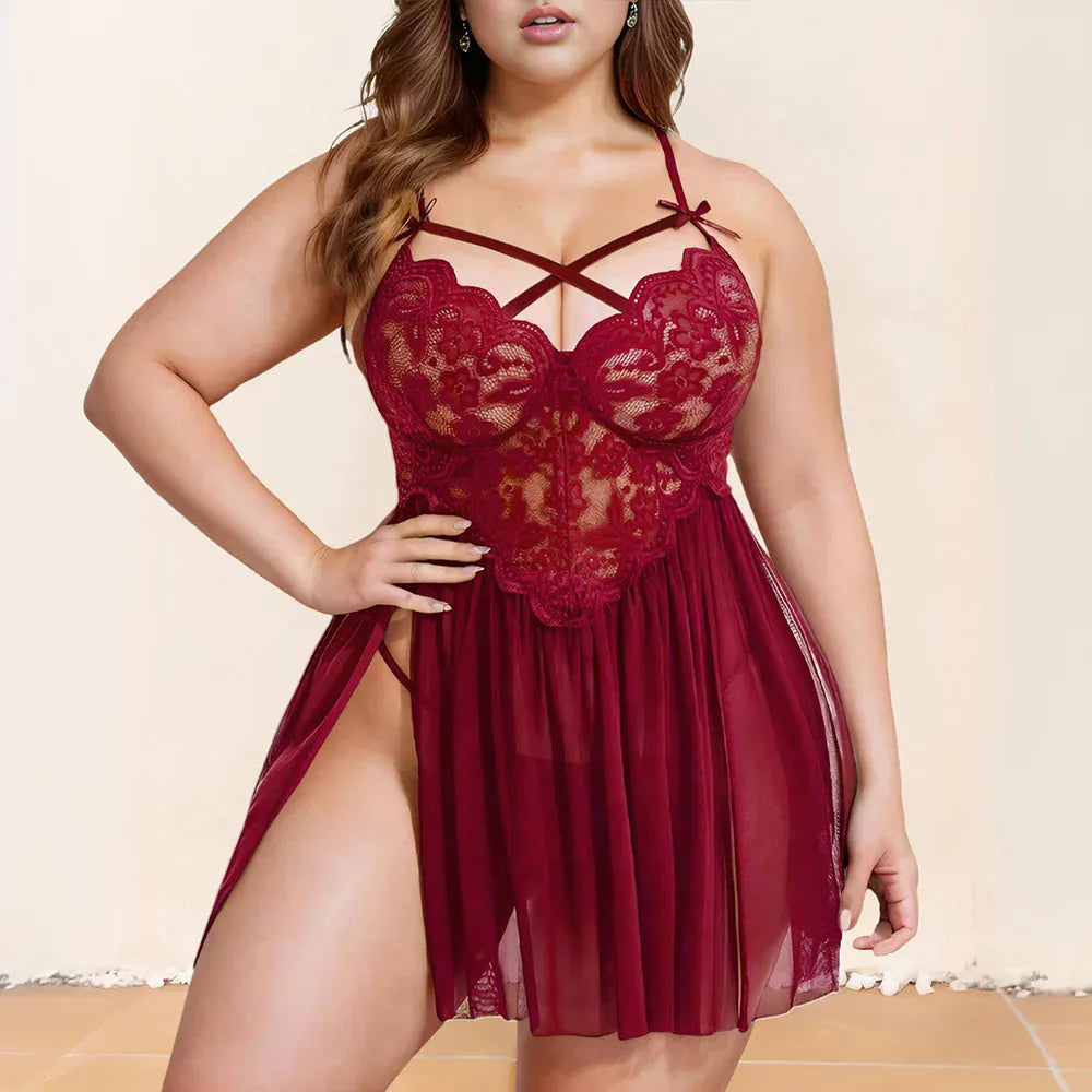 KissICON 1xl-5xl Curve Women's Lace Spliced Strappy Sleepdress