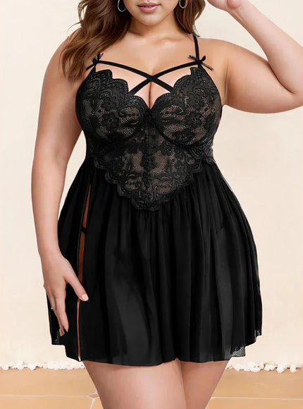 KissICON 1xl-5xl Curve Women's Lace Spliced Strappy Sleepdress