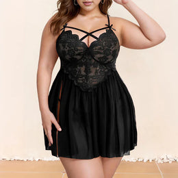 KissICON 1xl-5xl Curve Women's Lace Spliced Strappy Sleepdress