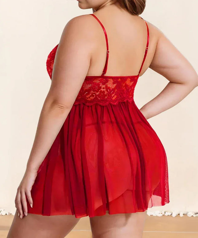 KissICON 1xl-5xl Curve Women's Lace Spliced Strappy Sleepdress
