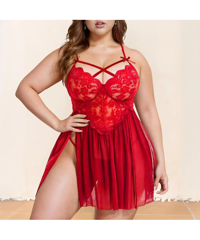 KissICON 1xl-5xl Curve Women's Lace Spliced Strappy Sleepdress