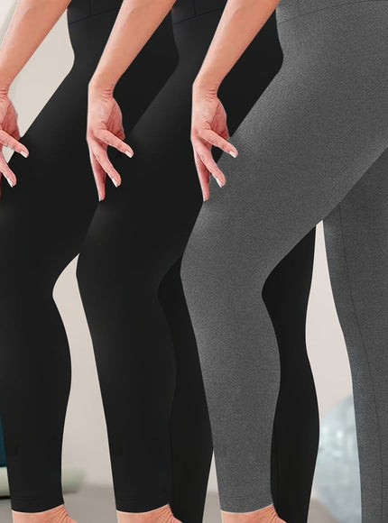 jkthpu-45 2 Black + 1 Gray / UK 16 3-Pack Women's Plus Size High Waisted Yoga Pants