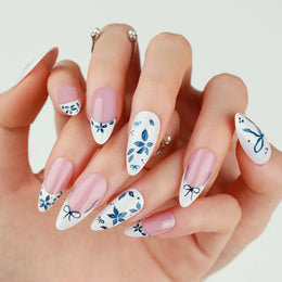 KissICON 2 Floral Garden Fresh Press On Nails Almond Stiletto