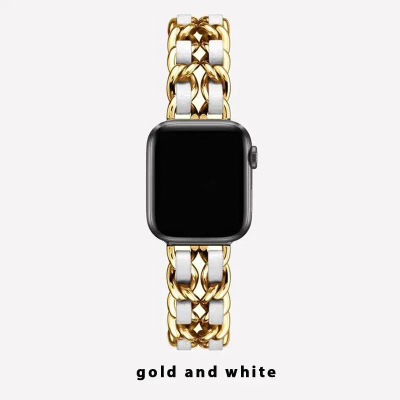 KissICON 2 Gold White / Series10-11 42mm Women Metal Strap for Apple Watch Band 10 9 8 Ultra 46mm 42mm 49mm 7 SE 6 5 41mm 45mm 44/40mm Lady Gold Steel Bracelet Wristband