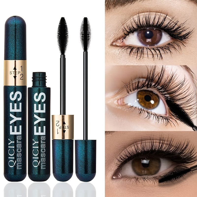 KissICON 2-in-1 Mascara (pack Of 2) Waterproof 4d Fiber Mascara Curl Lengthen