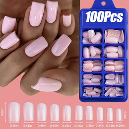 KissICON 2 KissIcon 120Pcs Black Square Nails - Glossy Finish