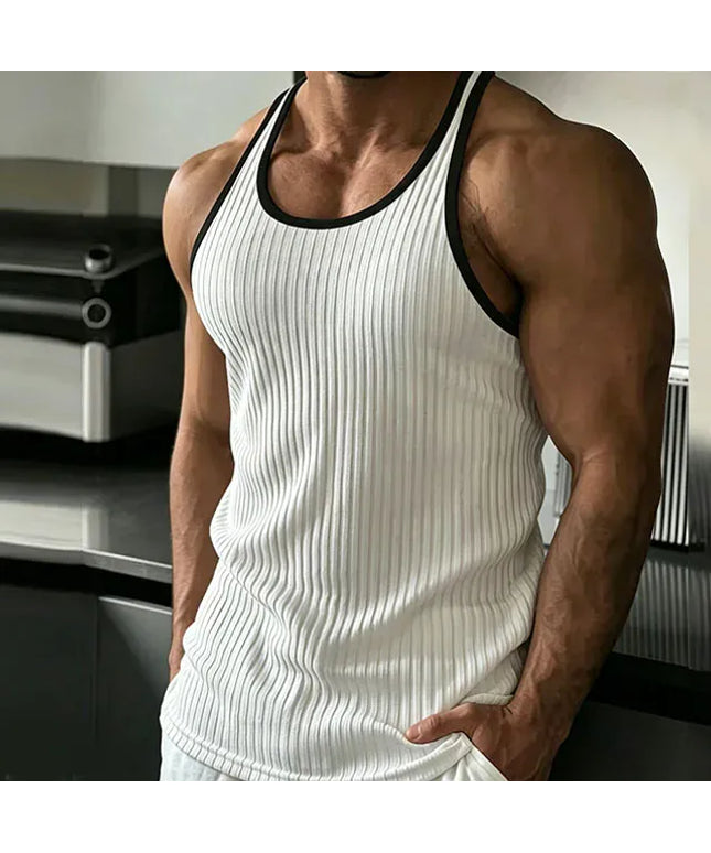 KissICON 2 / L 2026 Mens Slim Fit Rib Knit Fitness Tank Top