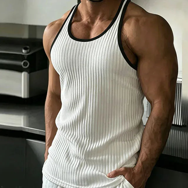 2026 Mens Slim Fit Rib Knit Fitness Tank Top
