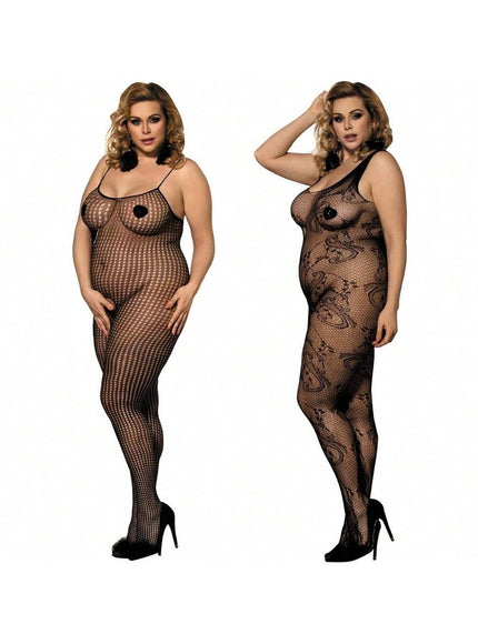 KissICON 2 Pack Black 2 Pack One Fishnet Bodystockings Striped Lingerie