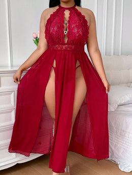 KissICON 2 Piece Curve Lace Patchwork Sheer Unlined Lingerie