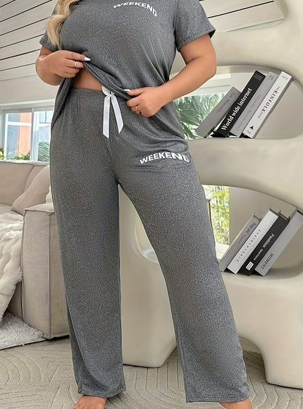 jkthpu-45 2-Piece Plus Size Simple Pajamas Set - Cozy