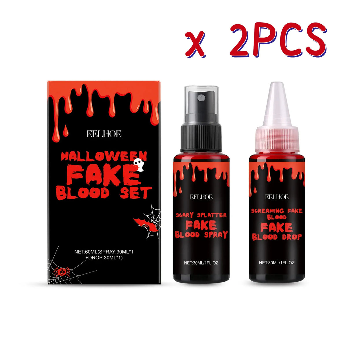 KissICON 2 Set Halloween Makeup Set With Fake Blood Sweat Proof Realistic Wound Scar Gentle Safe Women Man Christmas Decoration Cosplay Make Up