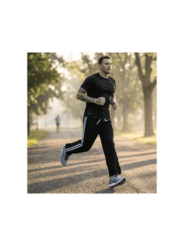 KissICON 2 Stripes Men'S Black & White Striped Jogger Pants with Elastic Waist & Drawstring - Athletic Track Pants, White Stripe Gym Pants, Machine Washable Casual Trousers with Pockets for Streetwear, Gym, & Casual Attire (All-Season)