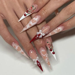 KissICON 20 KissIcon False Nails Press On Almond Flower Bow