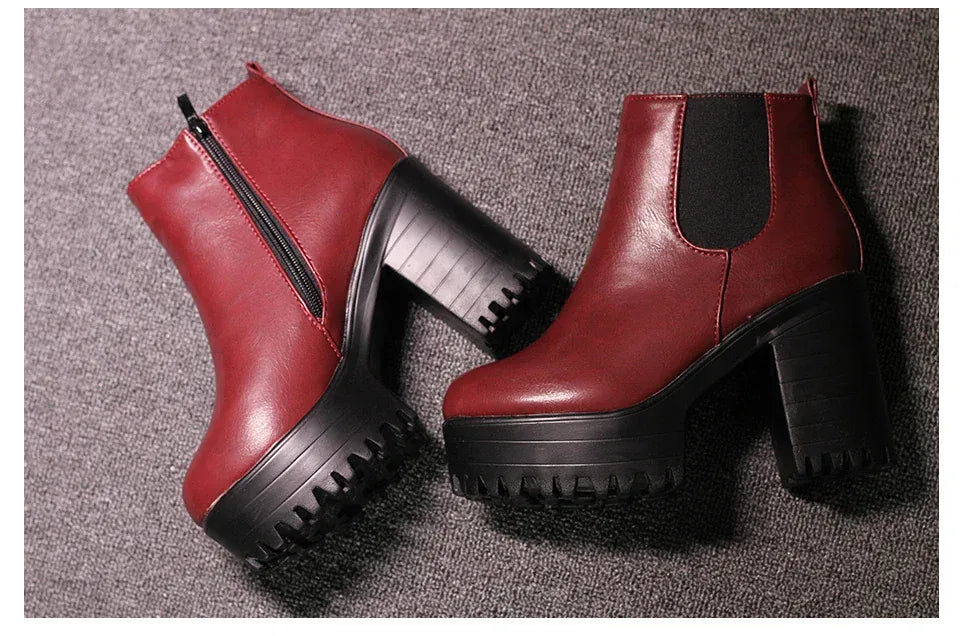 KissICON 2024 Autumn/Winter New Women's Short Boots, Coarse Heel,
