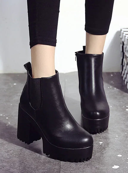 KissICON 2024 Autumn/Winter New Women's Short Boots, Coarse Heel,