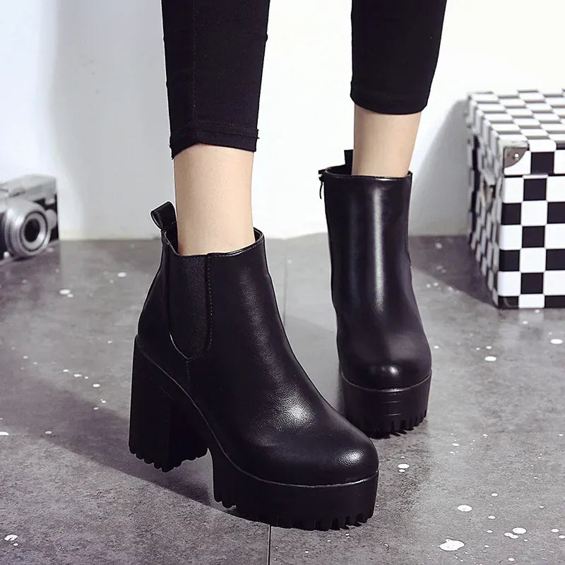 KissICON 2024 Autumn/Winter New Women's Short Boots, Coarse Heel,