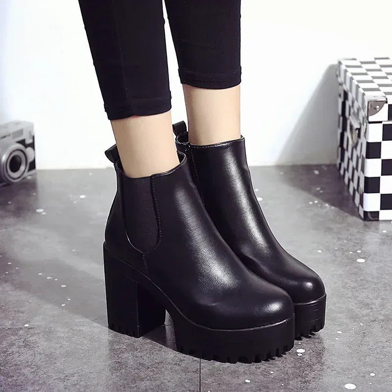 KissICON 2024 Autumn/Winter New Women's Short Boots, Coarse Heel,