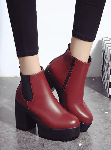 KissICON 2024 Autumn/Winter New Women's Short Boots, Coarse Heel,